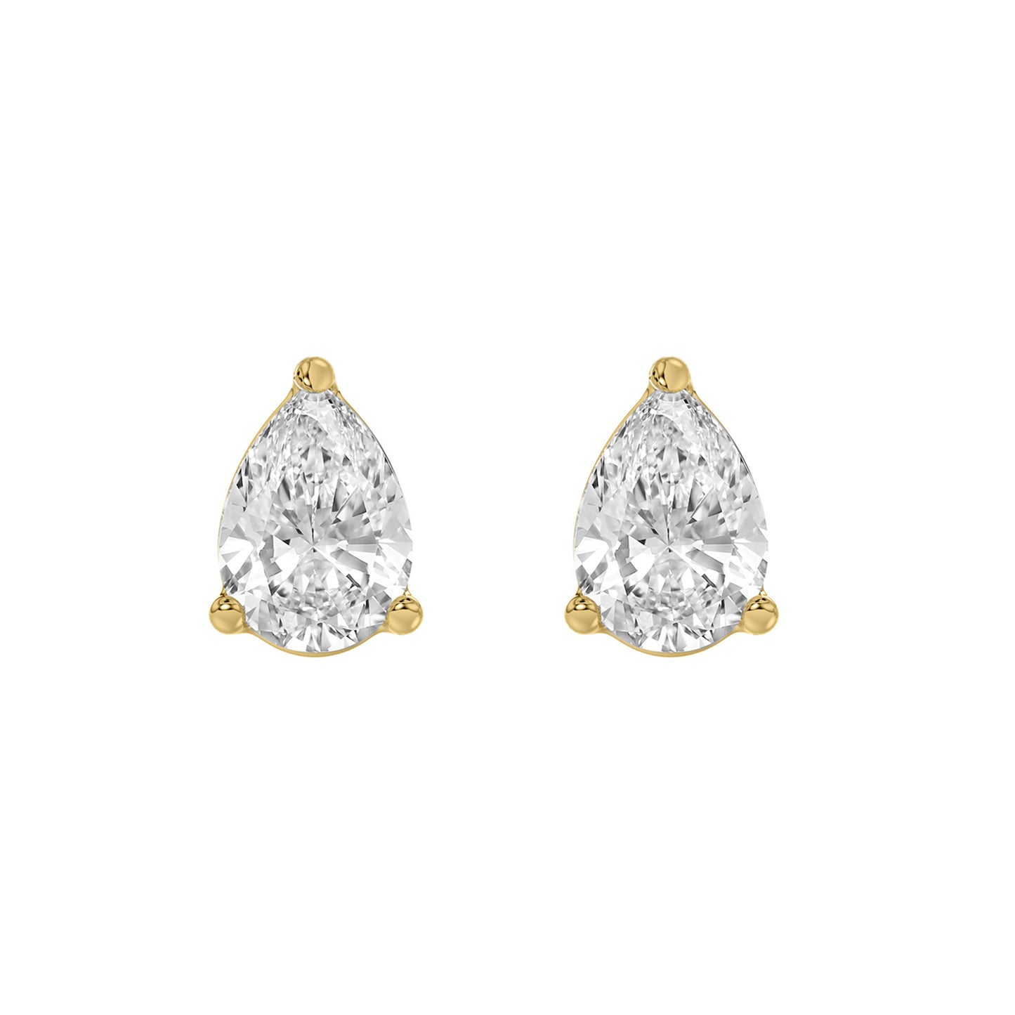 2 Carat  Lab Grown Diamond Stud Earrings Yellow Gold angle view