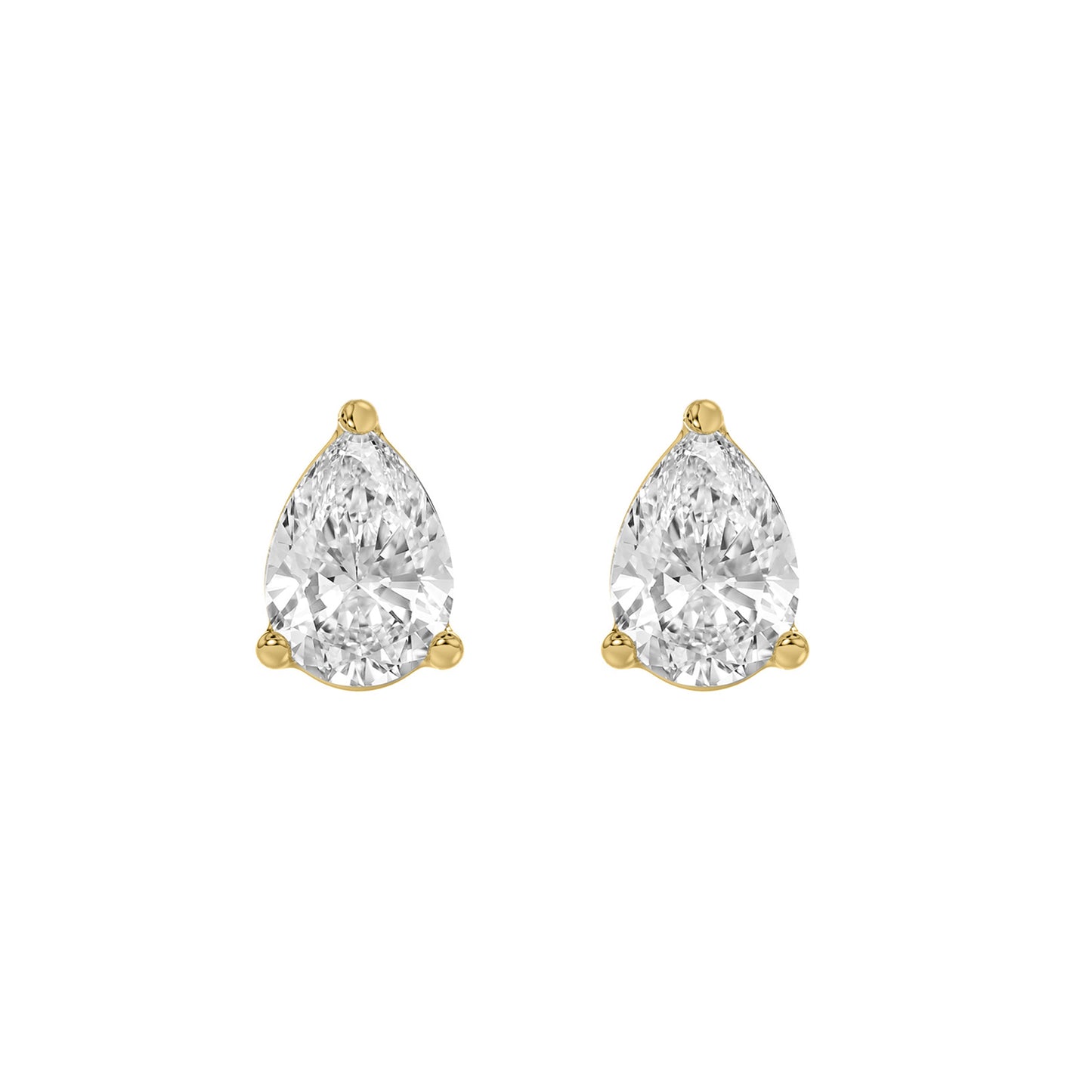 1 Carat  Lab Grown Diamond Stud Earrings Yellow Gold angle view