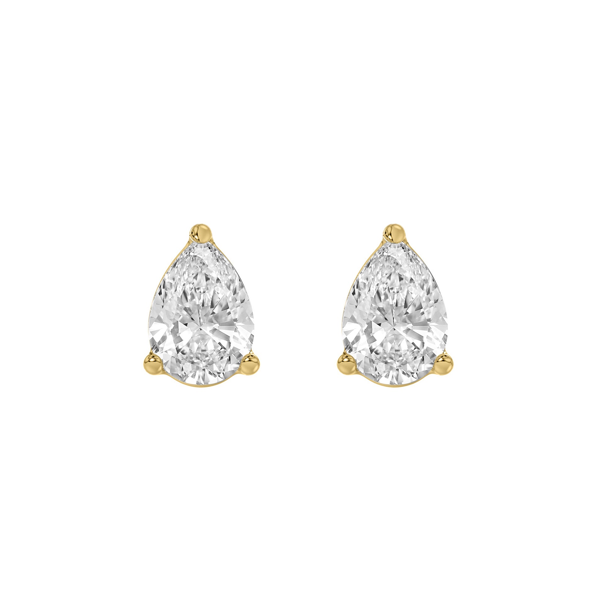 1 Carat  Lab Grown Diamond Stud Earrings Yellow Gold angle view