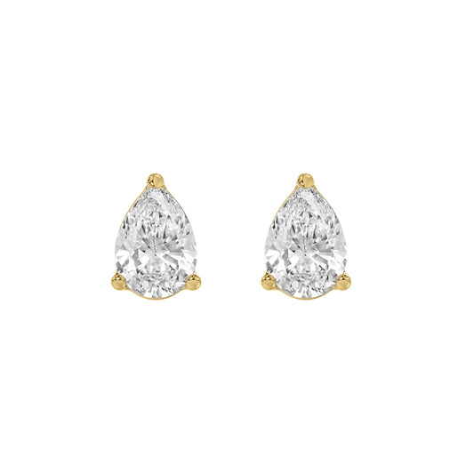 1 Carat  Lab Grown Diamond Stud Earrings Yellow Gold angle view