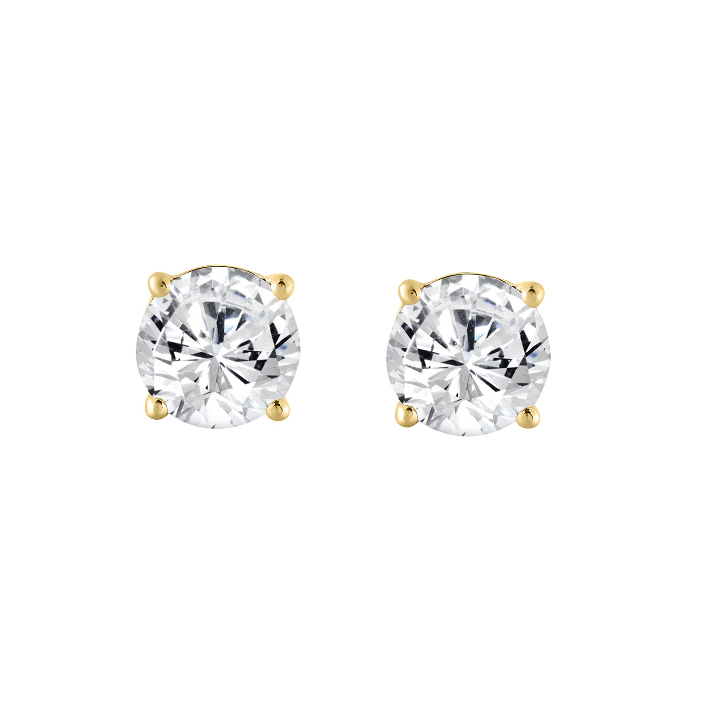 1.5 Carat Round Brilliant Lab Grown Diamond Stud Earrings Yellow Gold angle view