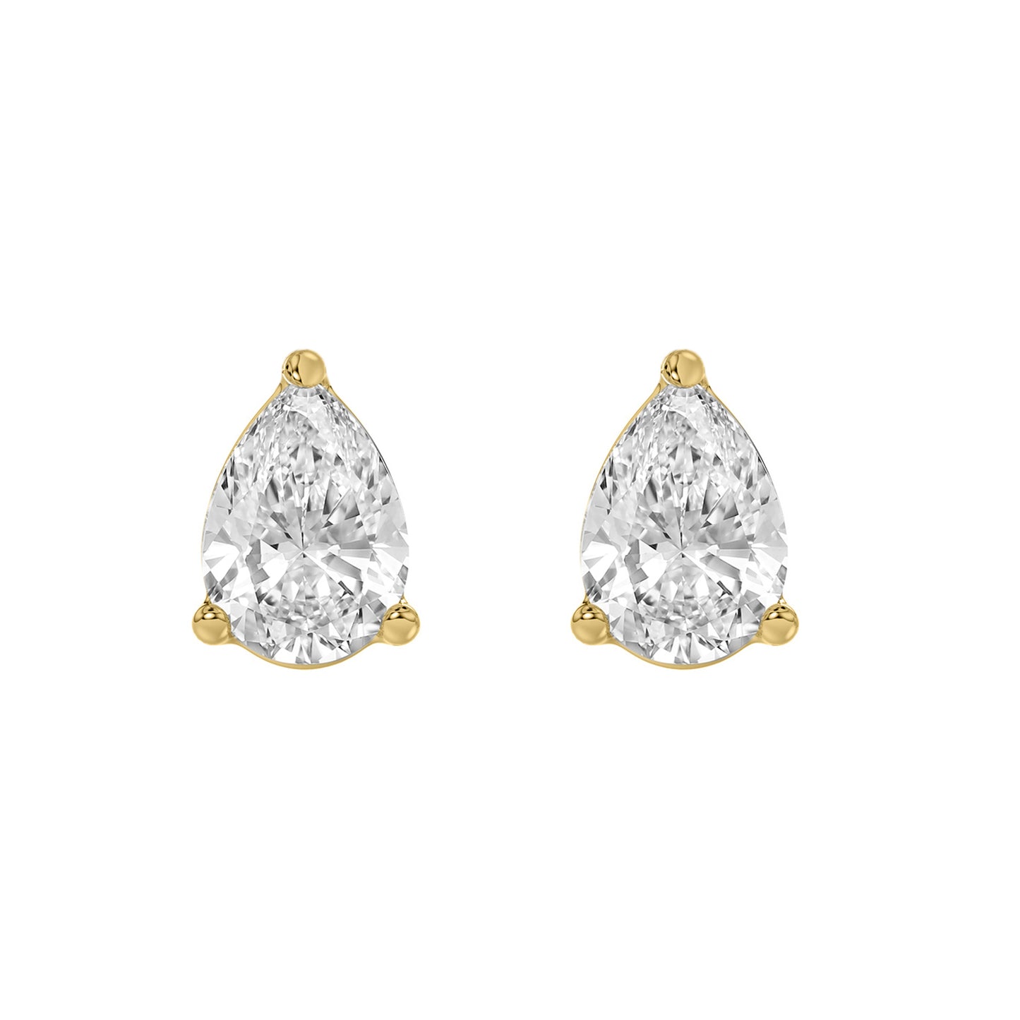 3 Carat  Lab Grown Diamond Stud Earrings Yellow Gold angle view