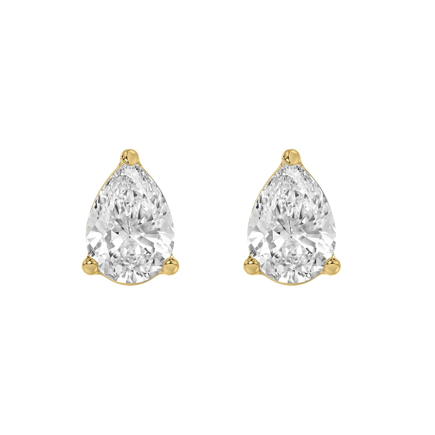 3 Carat  Lab Grown Diamond Stud Earrings Yellow Gold angle view