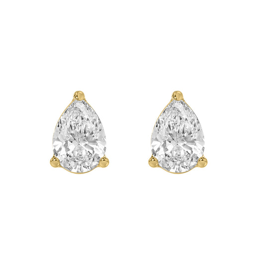 3 Carat  Lab Grown Diamond Stud Earrings Yellow Gold angle view