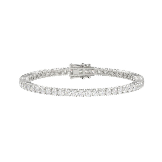 Classic 4 Prong Lab Grown Diamond Tennis Bracelet approx. 5 ct White Gold angle view
