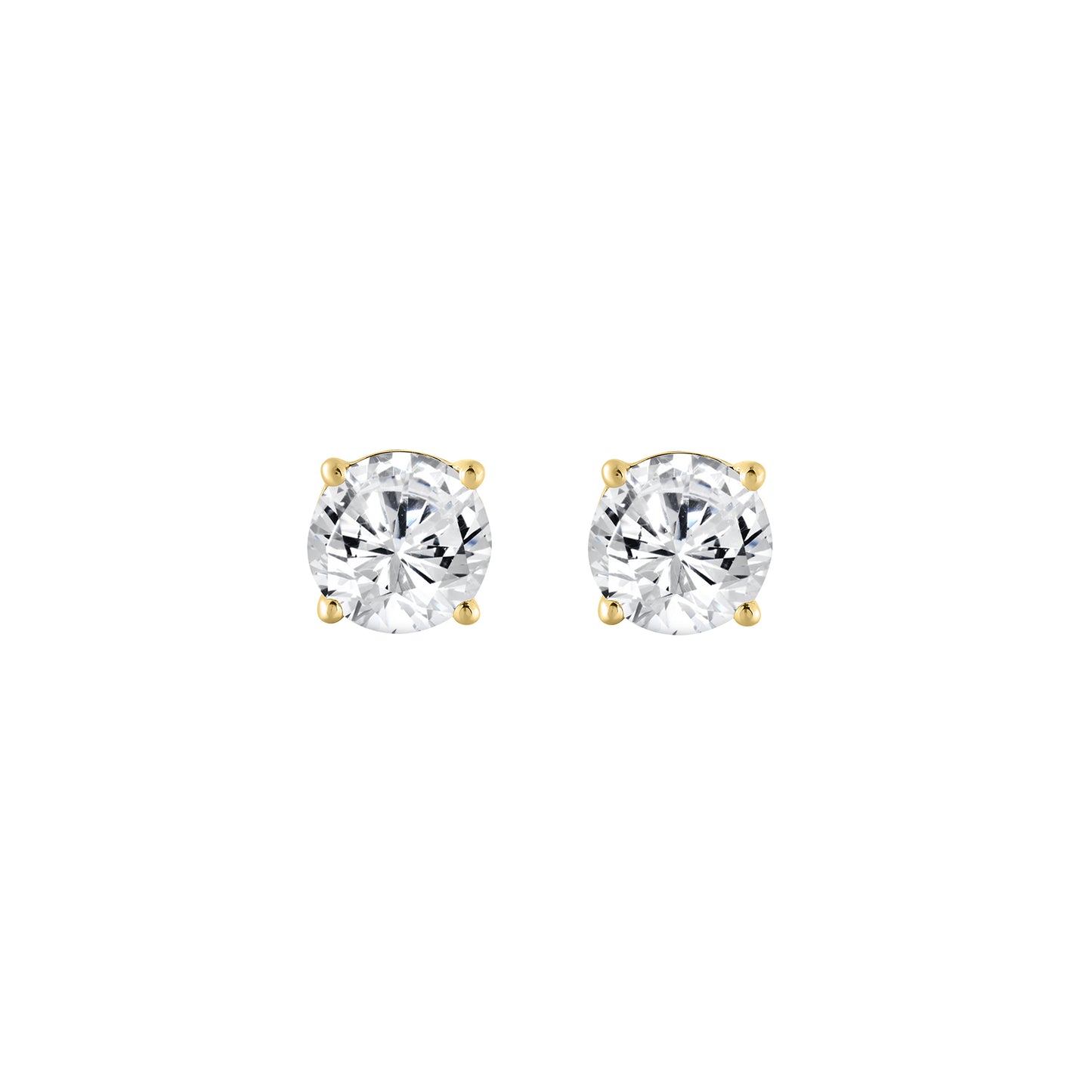 0.25 Carat Round Brilliant Lab Grown Diamond Stud Earrings Yellow Gold angle view