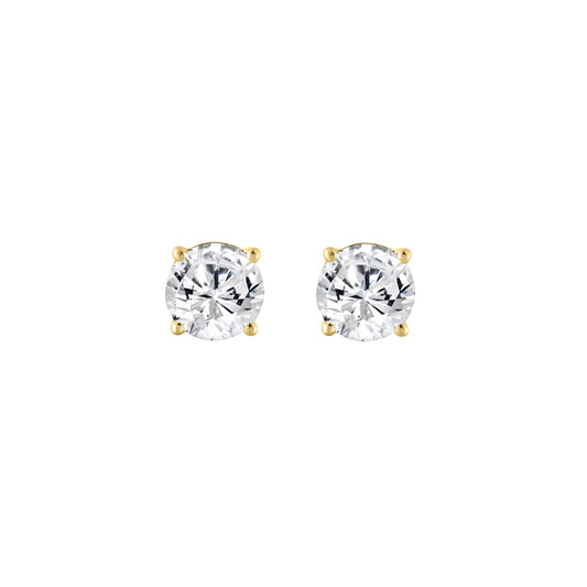 0.25 Carat Round Brilliant Lab Grown Diamond Stud Earrings Yellow Gold angle view