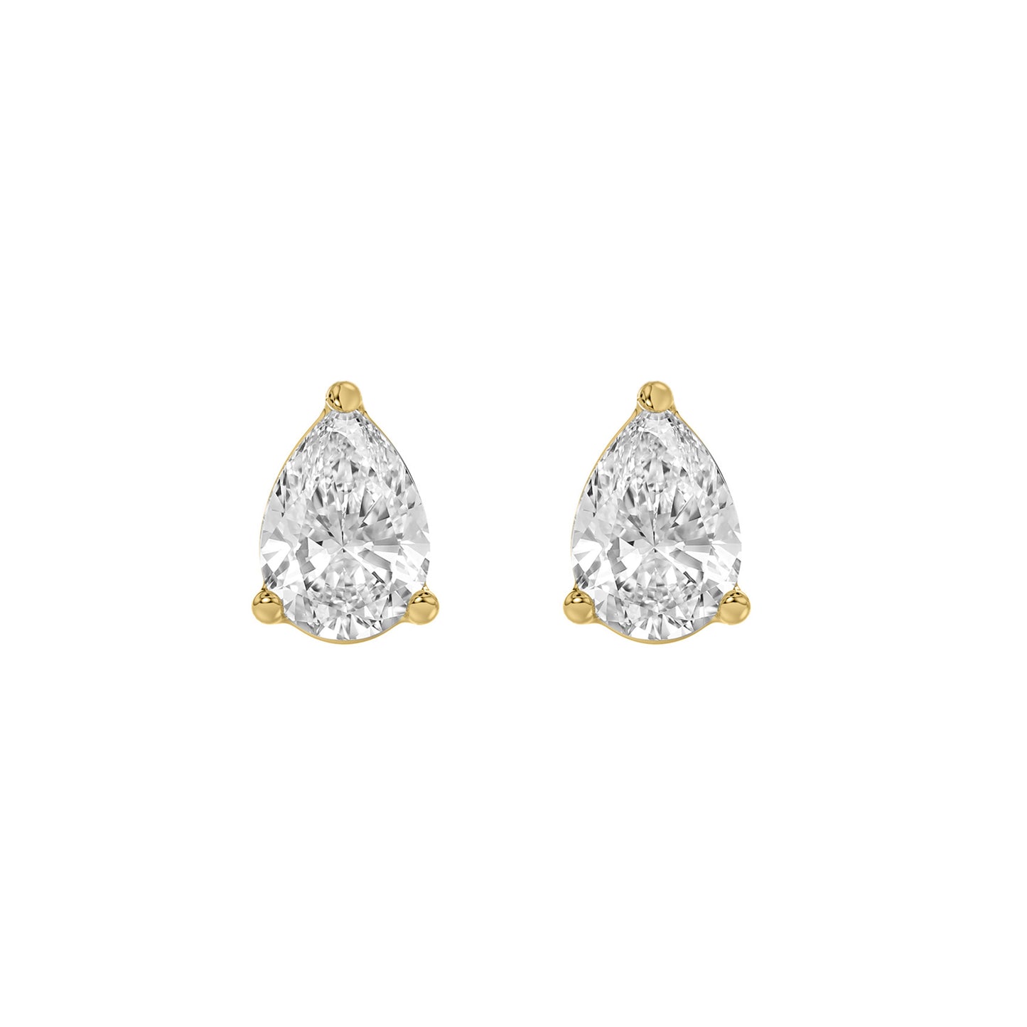 0.5 Carat  Lab Grown Diamond Stud Earrings Yellow Gold angle view