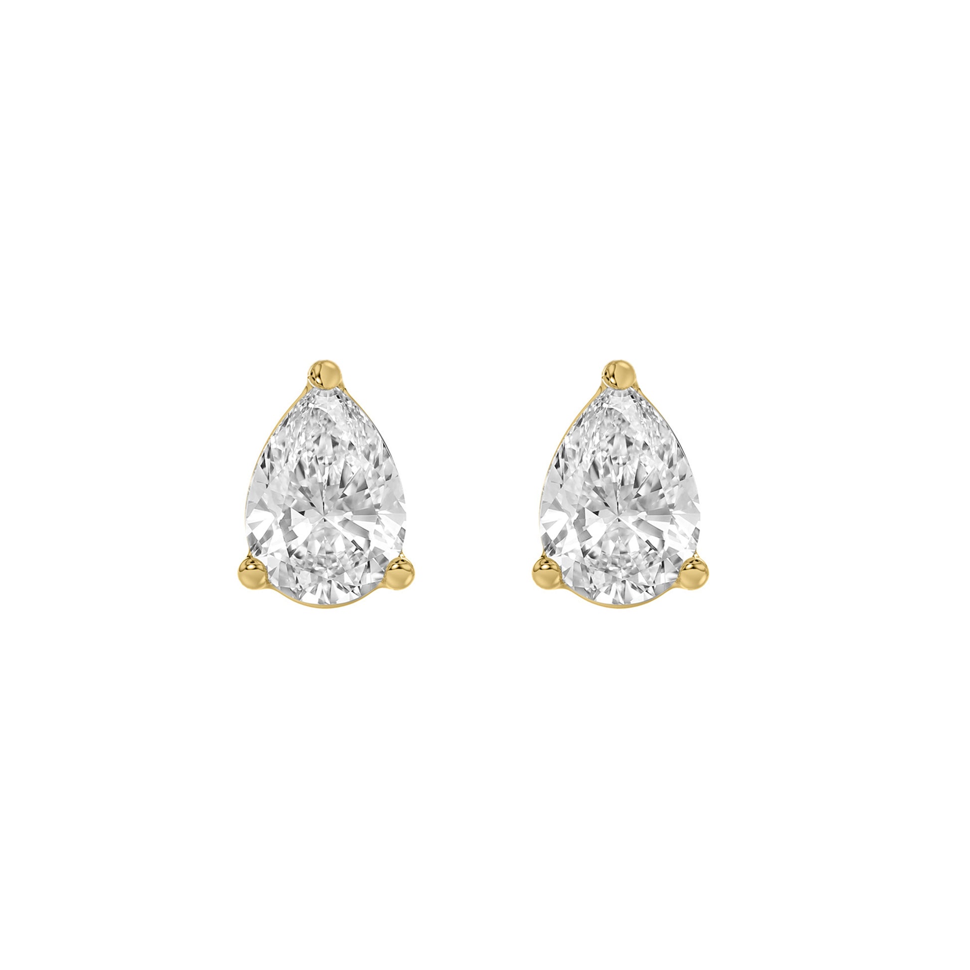 0.5 Carat  Lab Grown Diamond Stud Earrings Yellow Gold angle view