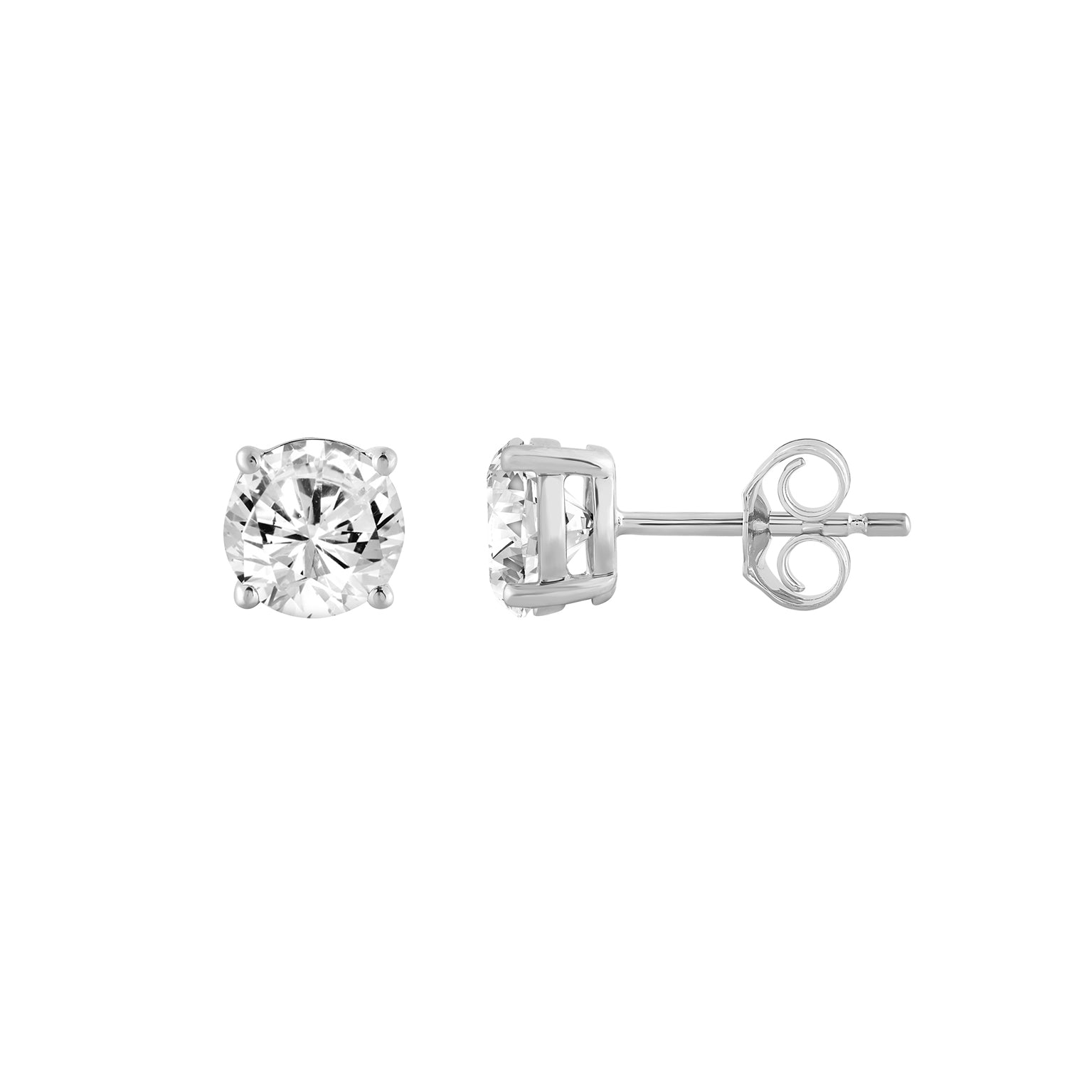 2 Carat Round Brilliant Lab Grown Diamond Stud Earrings White Gold down view