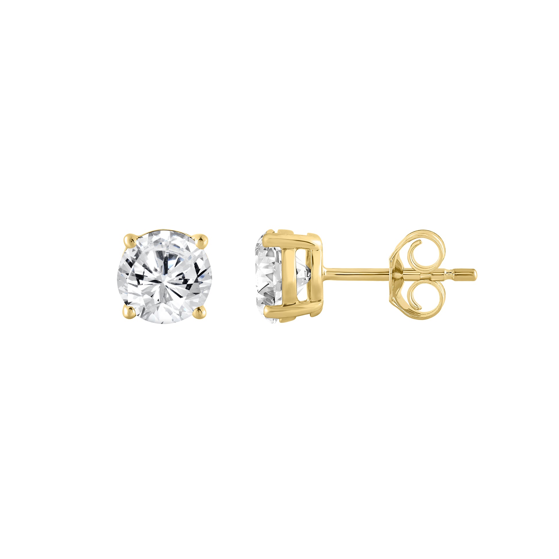 0.25 Carat Round Brilliant Lab Grown Diamond Stud Earrings Yellow Gold down view