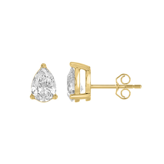 0.5 Carat  Lab Grown Diamond Stud Earrings Yellow Gold down view