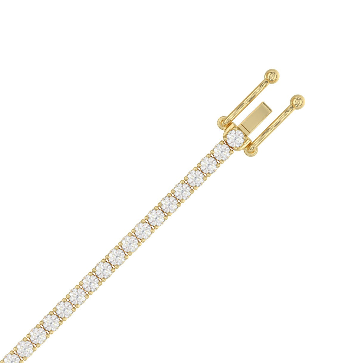 Classic 4 Prong Lab Grown Diamond Tennis Bracelet approx. 3 ct Yellow Gold down view