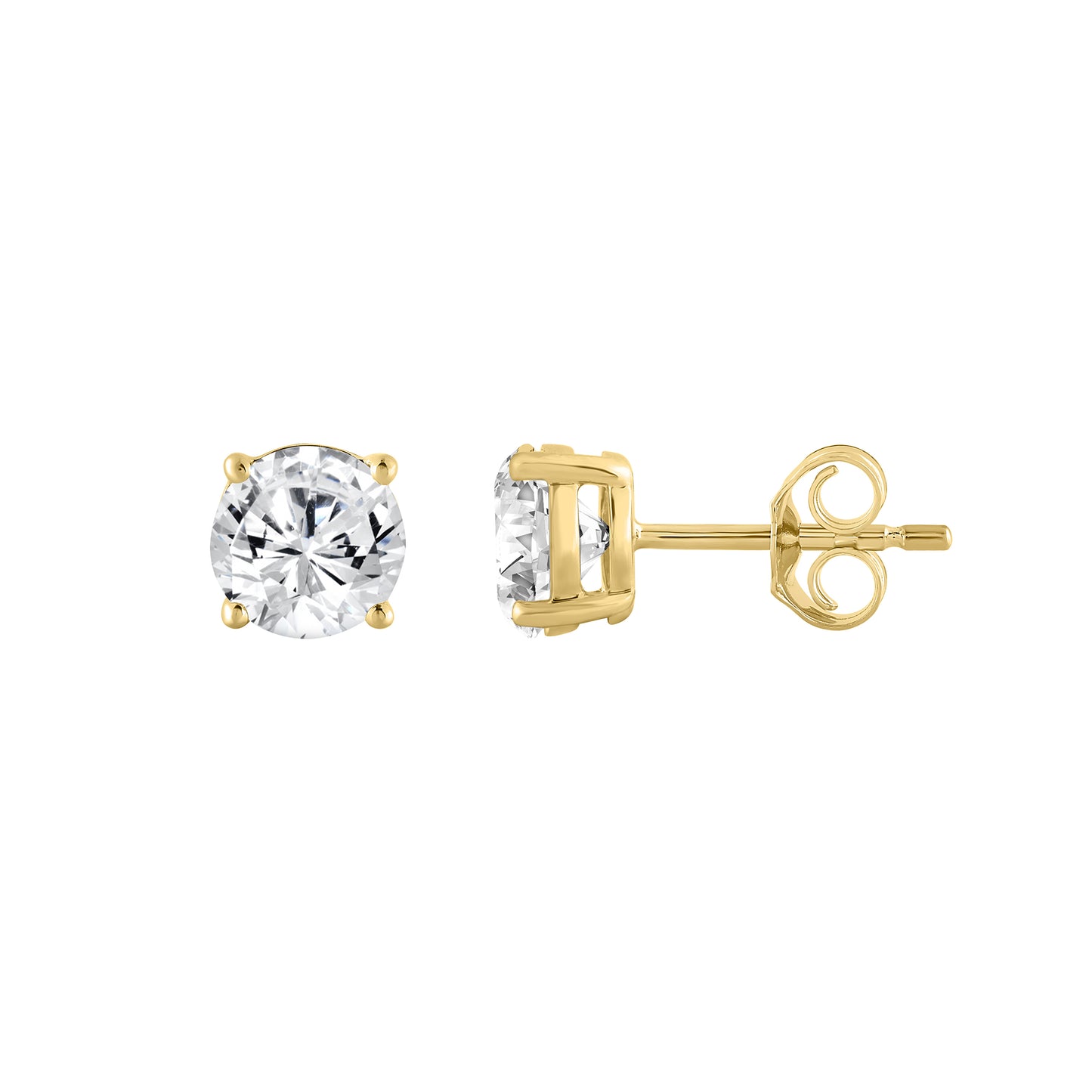 0.5 Carat Round Brilliant Lab Grown Diamond Stud Earrings Yellow Gold down view