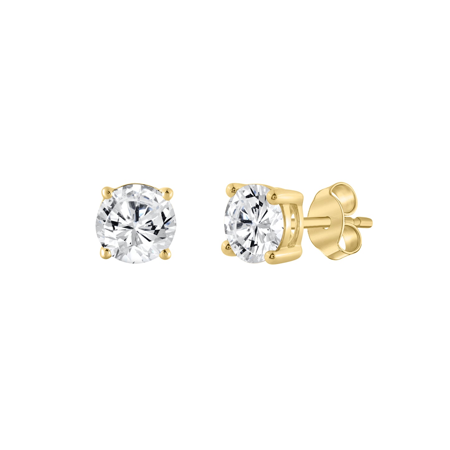0.5 Carat Round Brilliant Lab Grown Diamond Stud Earrings Yellow Gold flat view