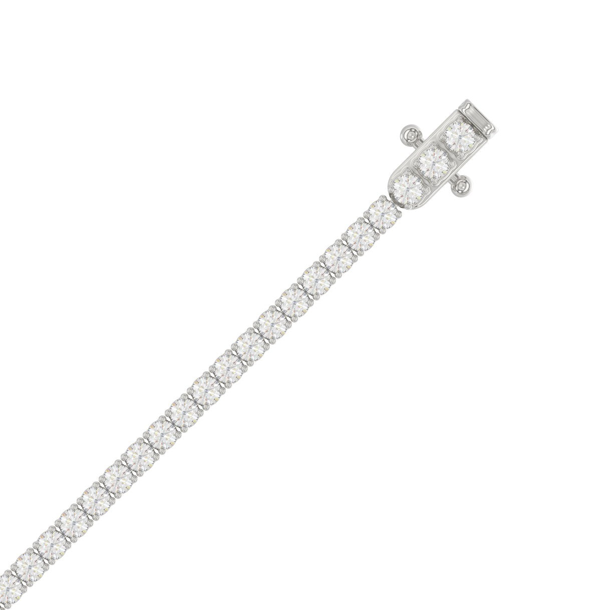 Classic 4 Prong Lab Grown Diamond Tennis Bracelet approx. 3 ct White Gold flat view
