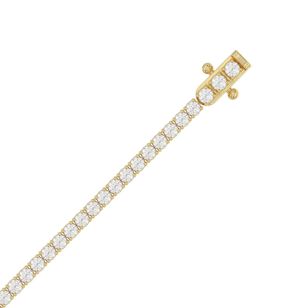 Classic 4 Prong Lab Grown Diamond Tennis Bracelet approx. 3 ct Yellow Gold flat view
