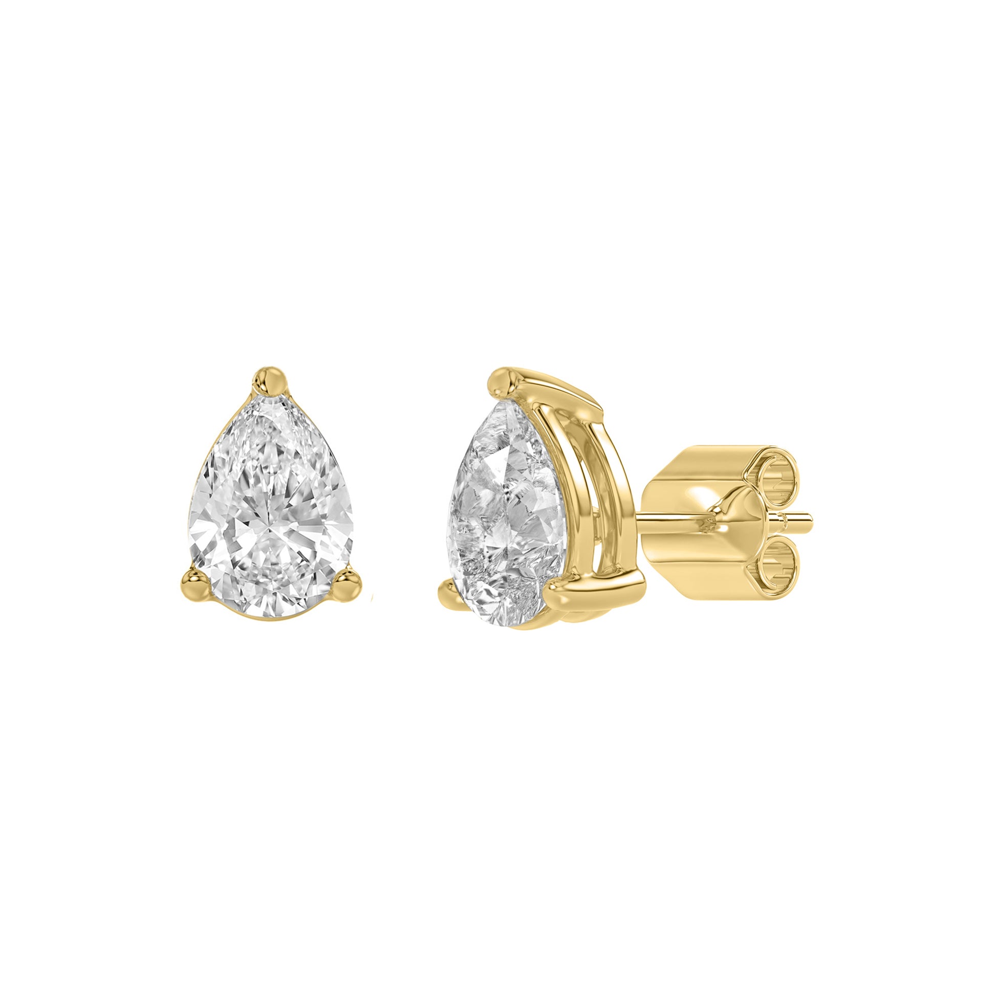 0.5 Carat  Lab Grown Diamond Stud Earrings Yellow Gold flat view