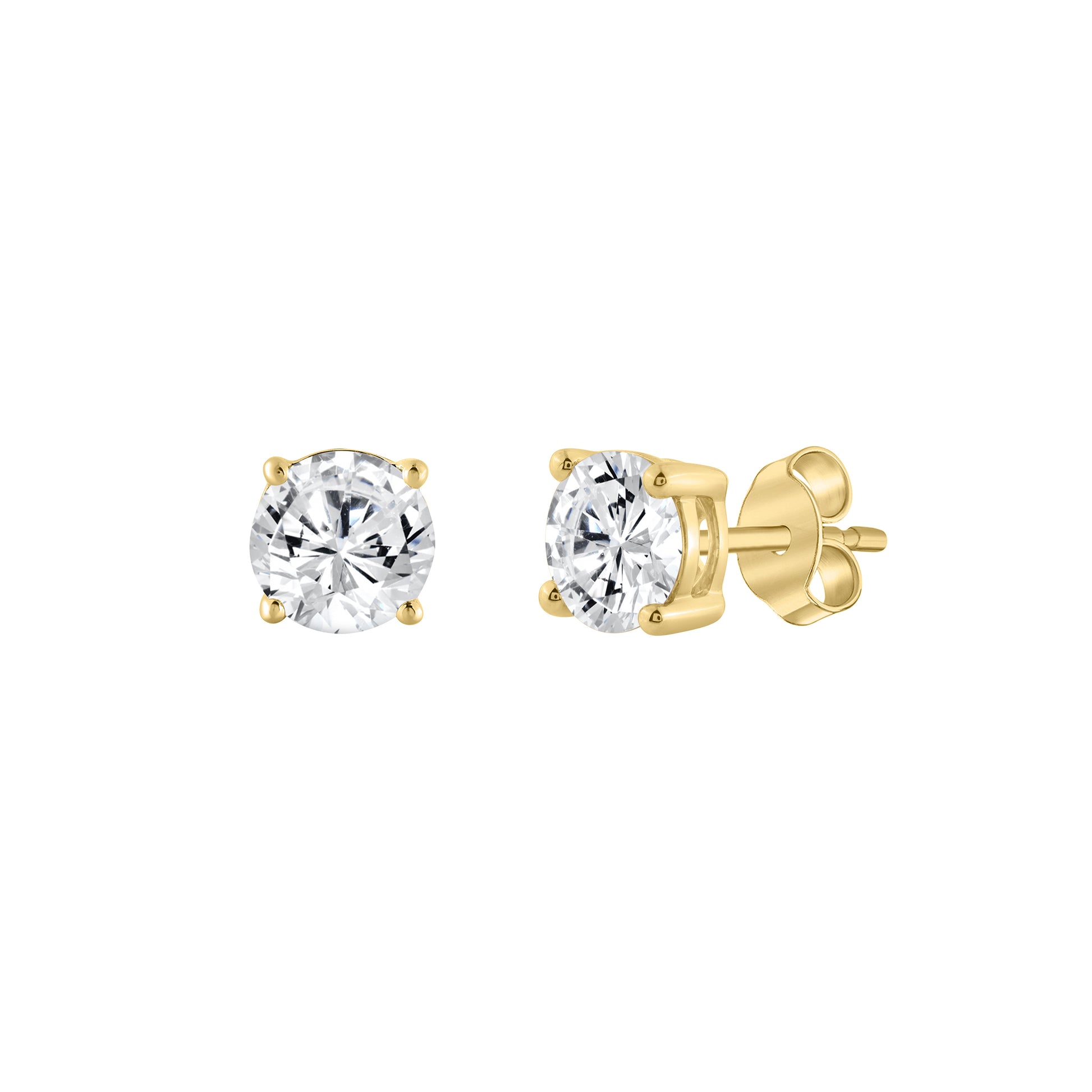 0.25 Carat Round Brilliant Lab Grown Diamond Stud Earrings Yellow Gold flat view